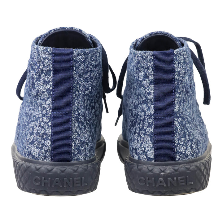 Chanel Dark Blue/Blue Printed Denim High-Top Sneaker