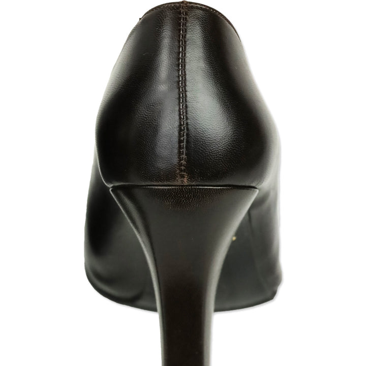 Chanel Dark Brown Leather CC Cap Toe Pumps