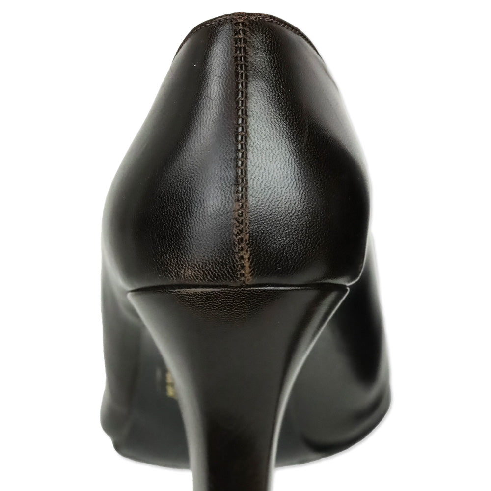 Chanel Dark Brown Leather CC Cap Toe Pumps
