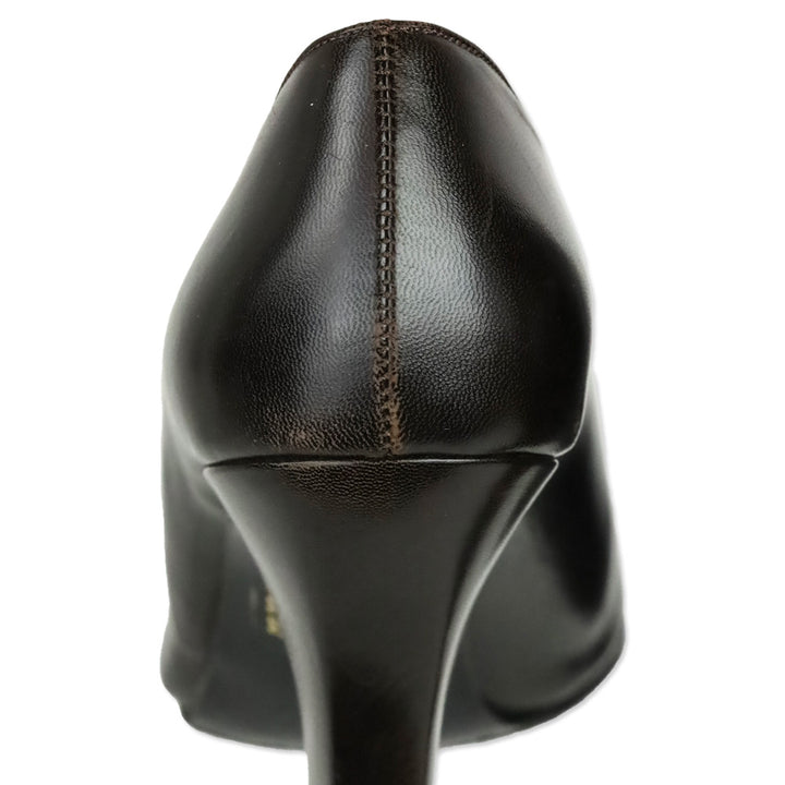 Chanel Dark Brown Leather CC Cap Toe Pumps