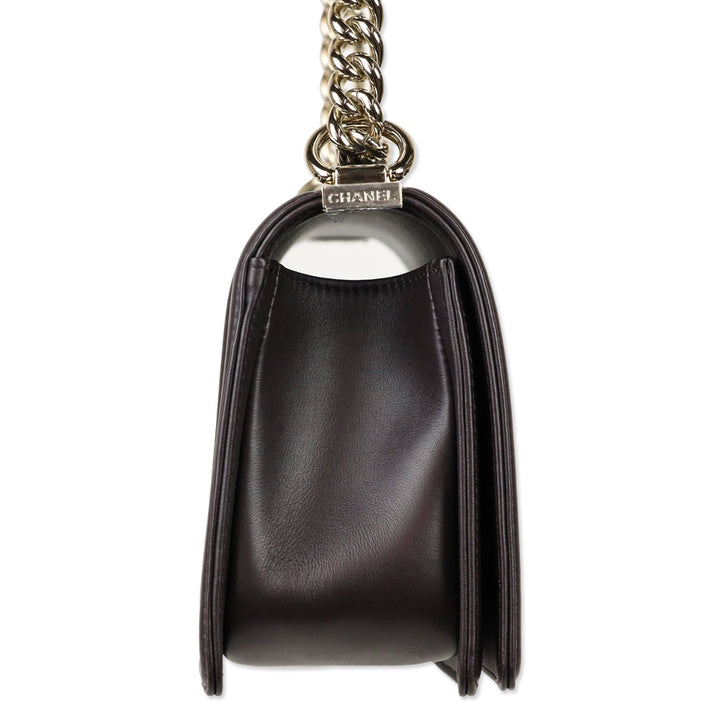 Chanel Dark Purple Eggplant Lambskin Medium Boy Bag