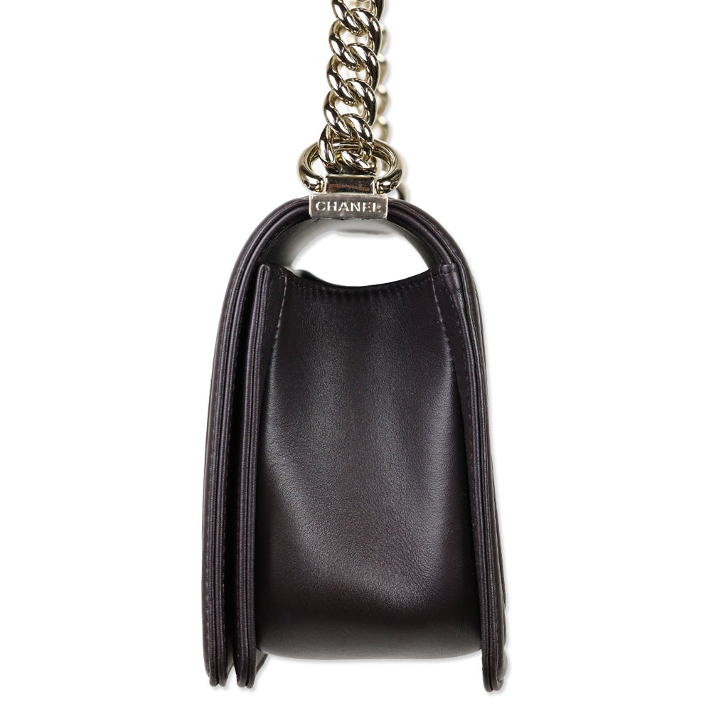 Chanel Dark Purple Eggplant Lambskin Medium Boy Bag