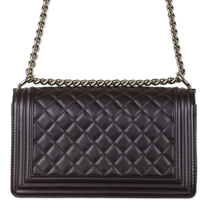 Chanel Dark Purple Eggplant Lambskin Medium Boy Bag