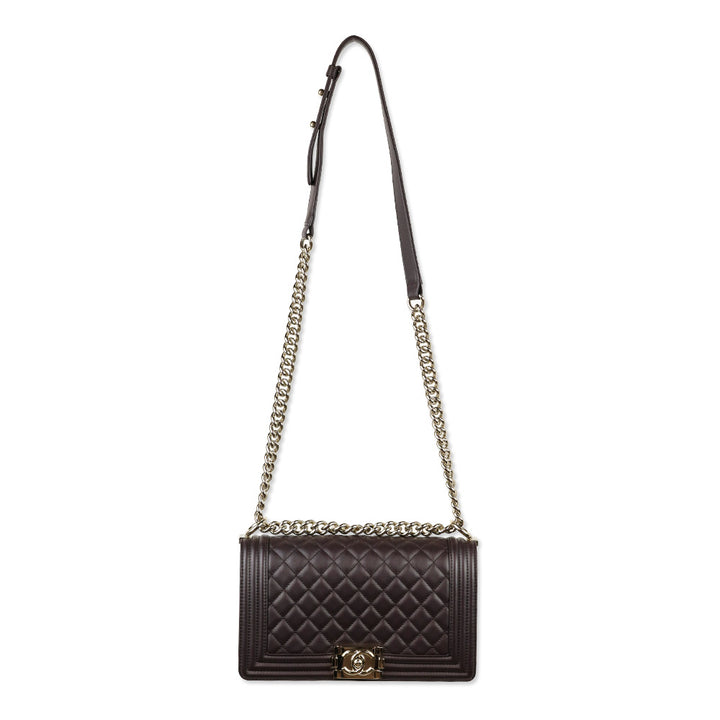 Chanel Dark Purple Eggplant Lambskin Medium Boy Bag