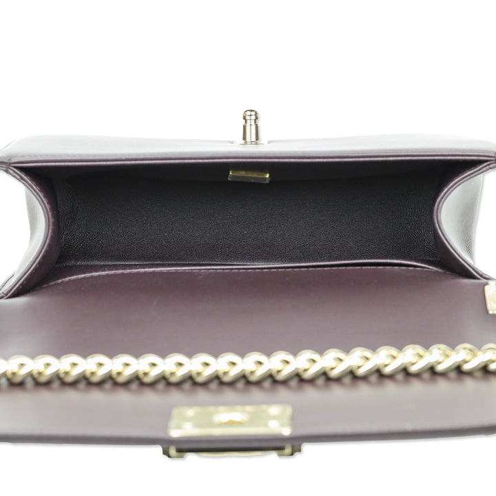 Chanel Dark Purple Eggplant Lambskin Medium Boy Bag