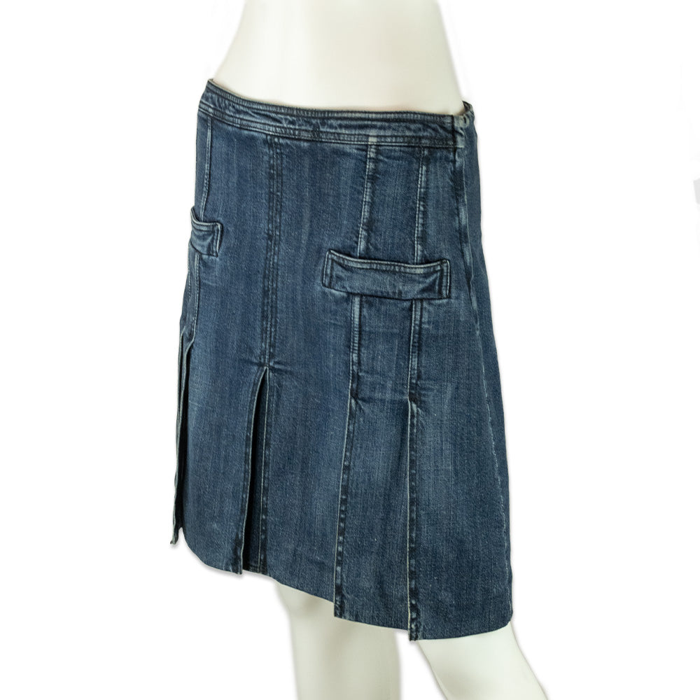 Chanel Mid-Rise Denim Panel Midi Skirt