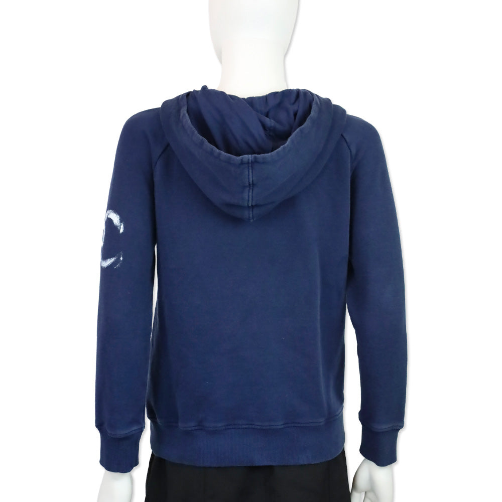 Chanel FW 2013 Navy Paint Logo Hoodie