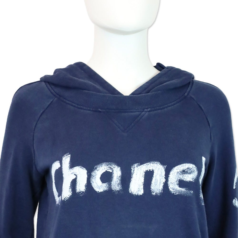 Chanel FW 2013 Navy Paint Logo Hoodie