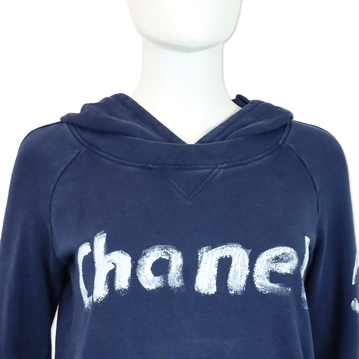 Chanel FW 2013 Navy Paint Logo Hoodie