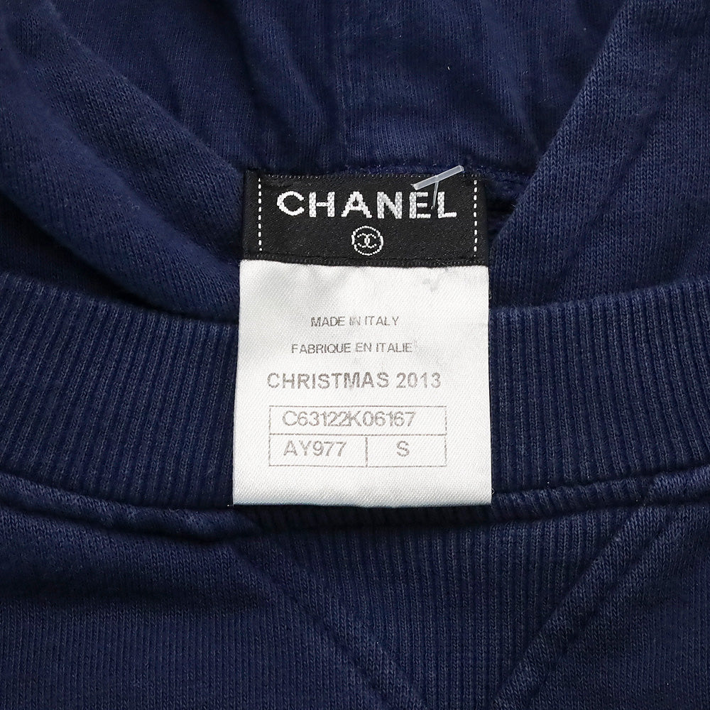 Chanel FW 2013 Navy Paint Logo Hoodie