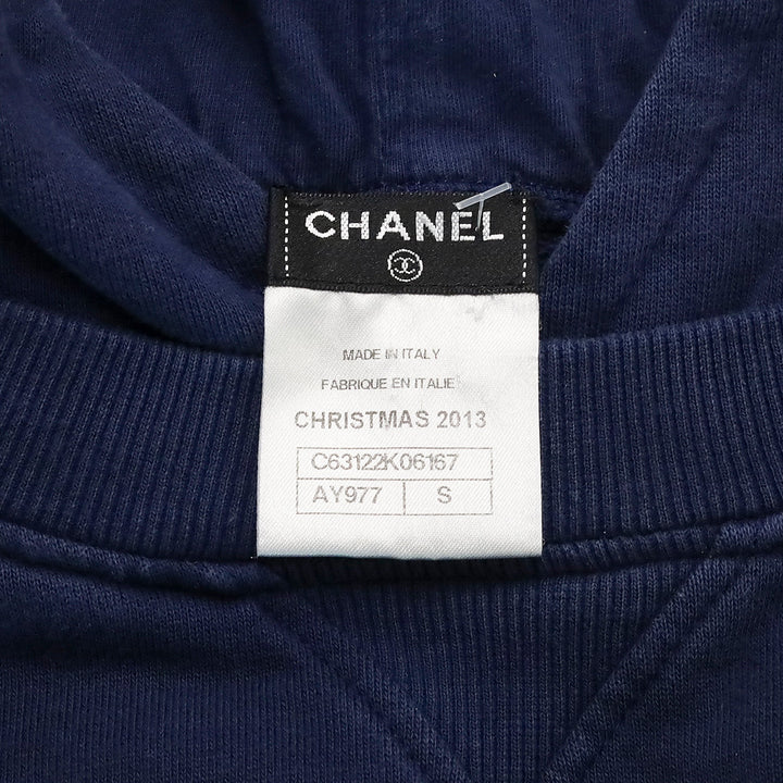 Chanel FW 2013 Navy Paint Logo Hoodie