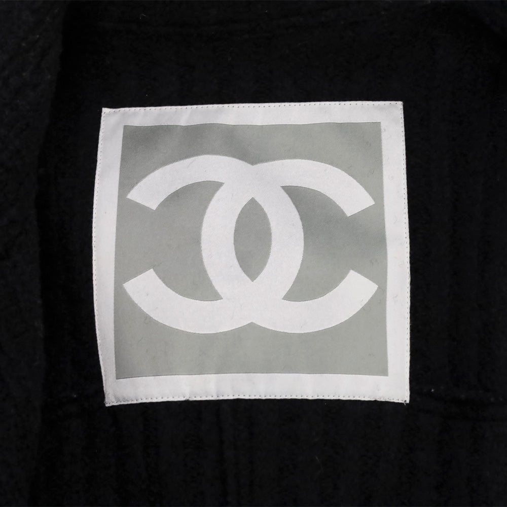 Chanel F/W 2007 Black & Cream Wool Knit Double Breasted Coat