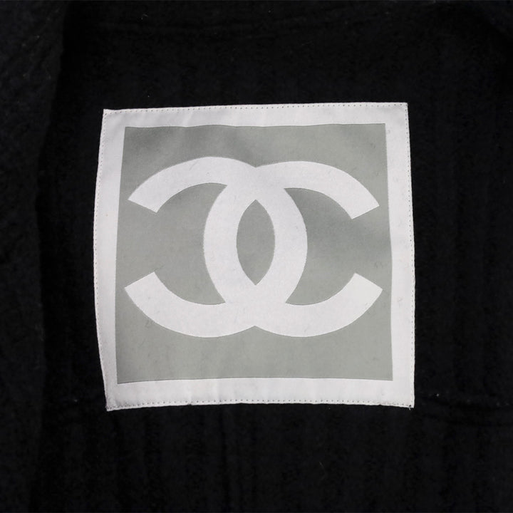 Chanel F/W 2007 Black & Cream Wool Knit Double Breasted Coat