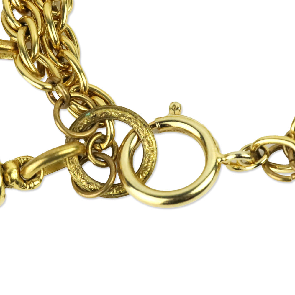 Chanel Gold 2 Strand Charm Chain Bracelet