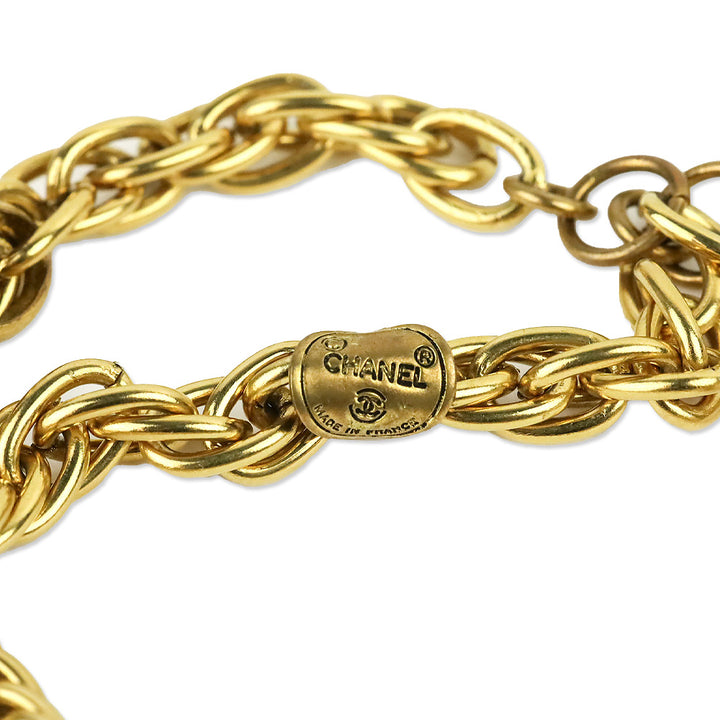 Chanel Gold 2 Strand Charm Chain Bracelet