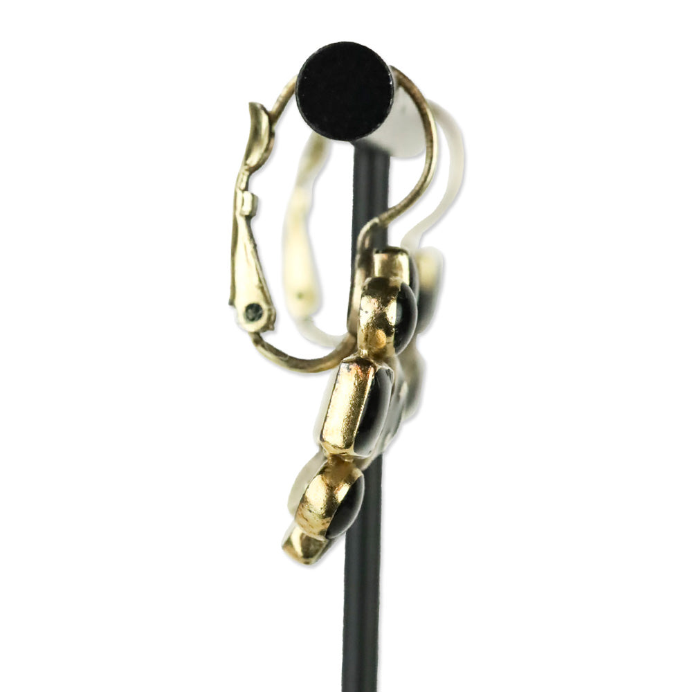 Chanel Gold Metal/Black Resin Flower CC Drop Earrings