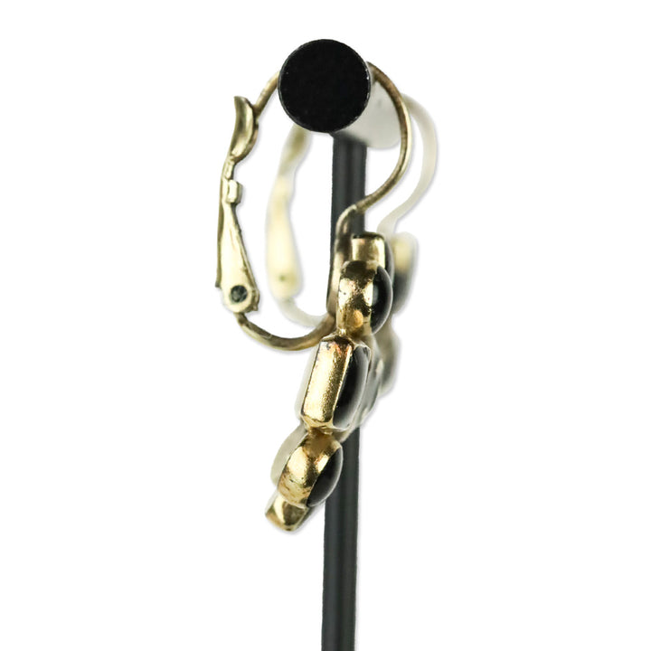 Chanel Gold Metal/Black Resin Flower CC Drop Earrings