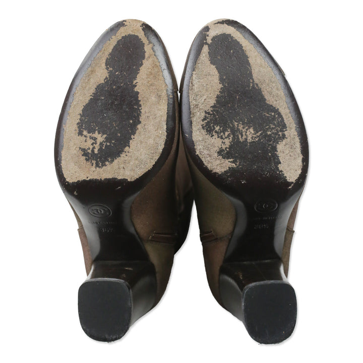 Chanel Gold/Copper Metallic Leather Knee High Boots