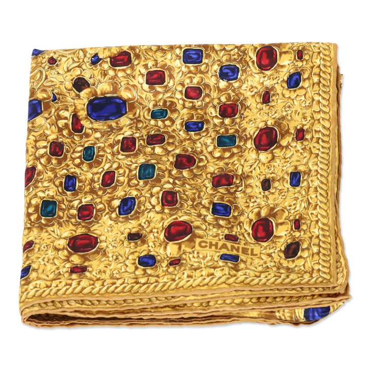 Chanel Gold and Jewel Print Silk Scarf