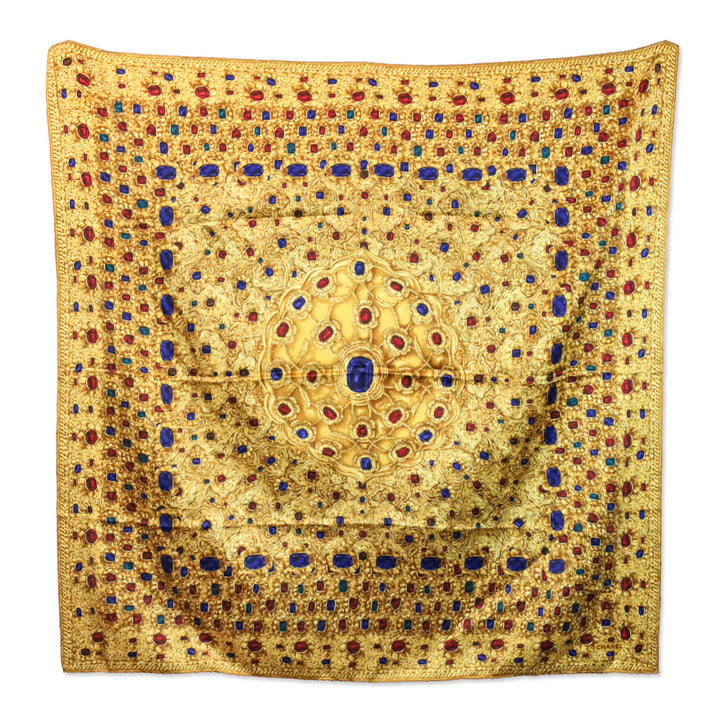 Chanel Gold and Jewel Print Silk Scarf