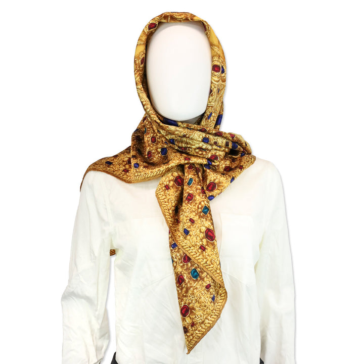 Chanel Gold and Jewel Print Silk Scarf