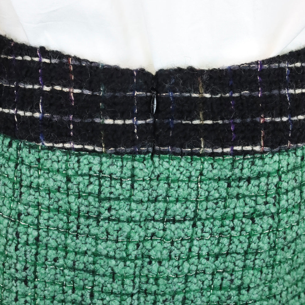 Chanel Green Tweed Midi Skirt