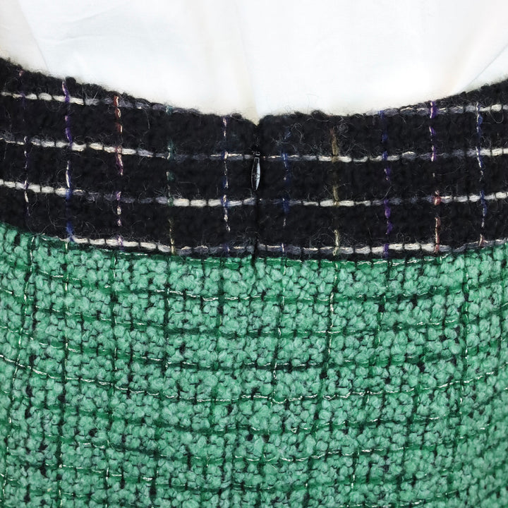 Chanel Green Tweed Midi Skirt
