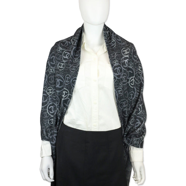 Chanel Grey CC Cashmere Scarf