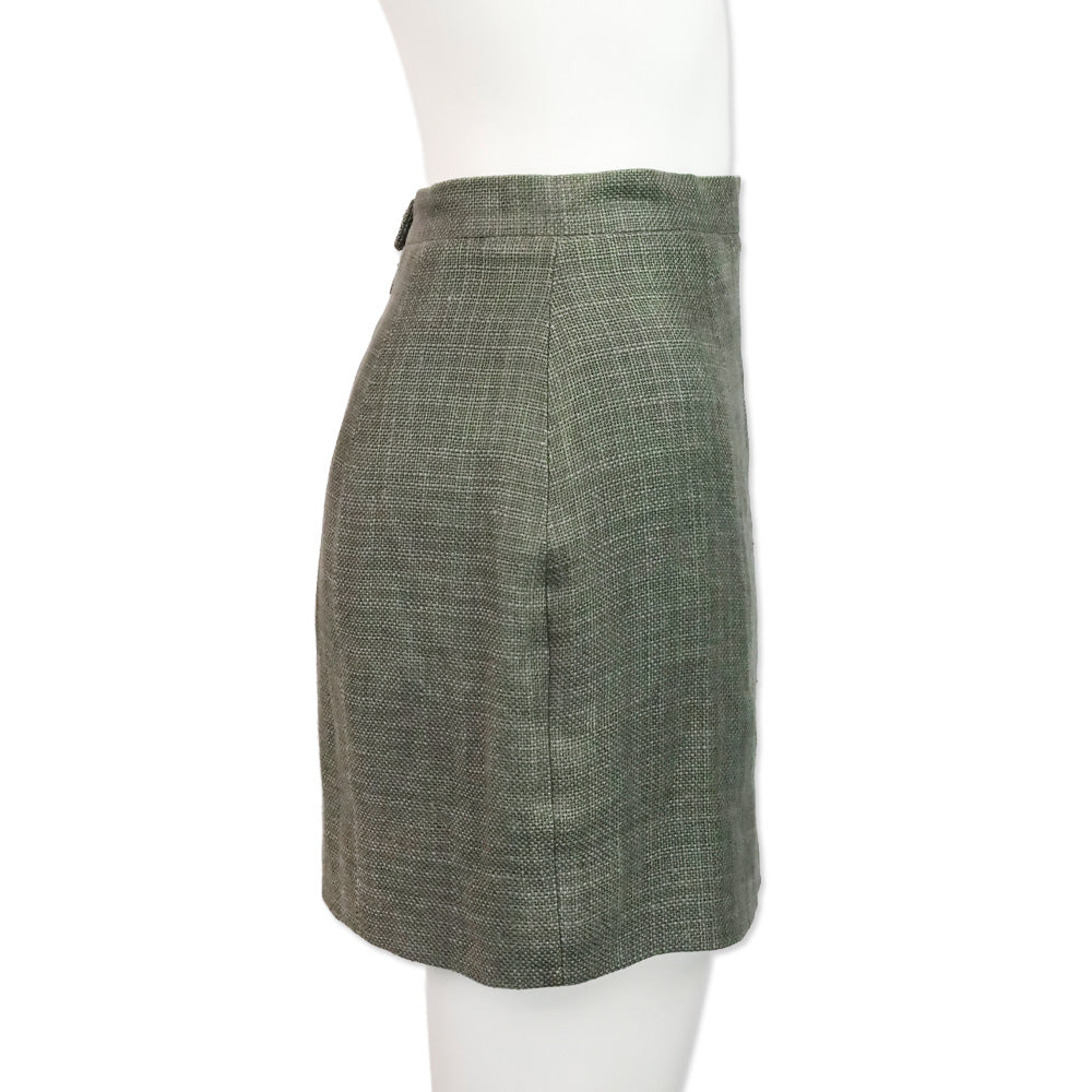 Chanel Grey Linen Zip Up Jacket & Mini Skirt Set