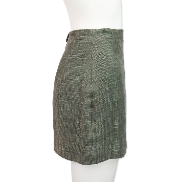 Chanel Grey Linen Zip Up Jacket & Mini Skirt Set