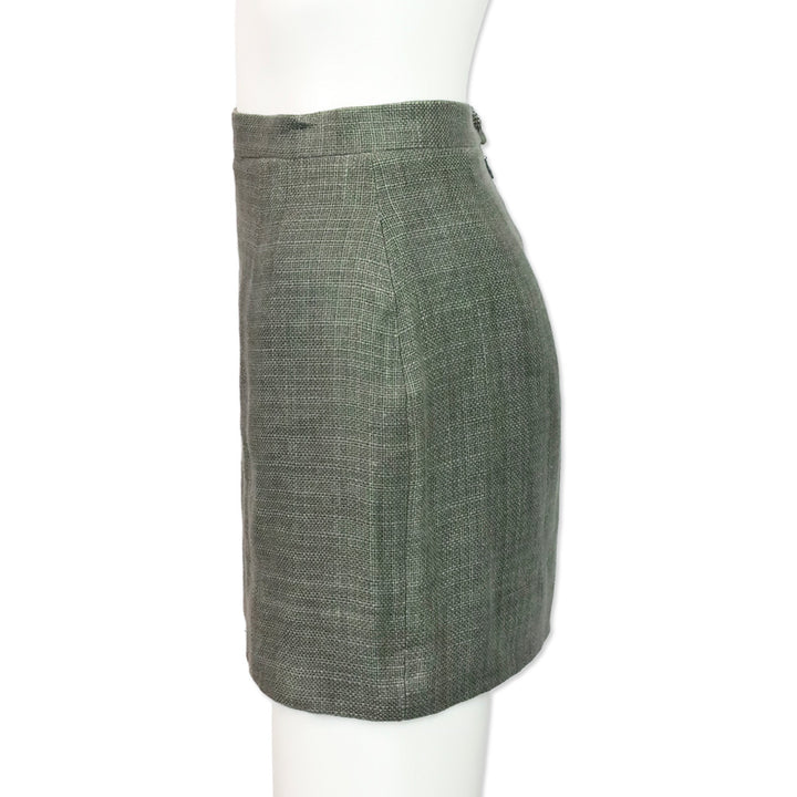Chanel Grey Linen Zip Up Jacket & Mini Skirt Set