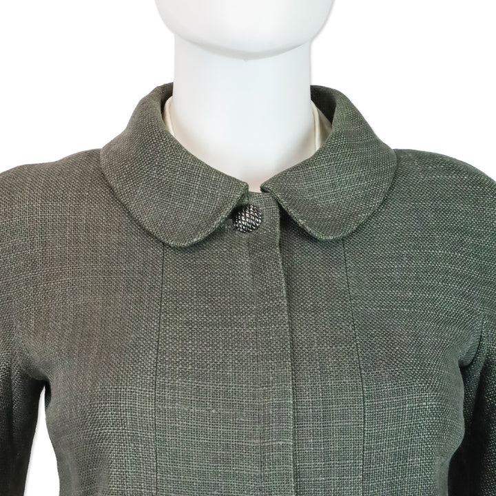Chanel Grey Linen Zip Up Jacket & Mini Skirt Set