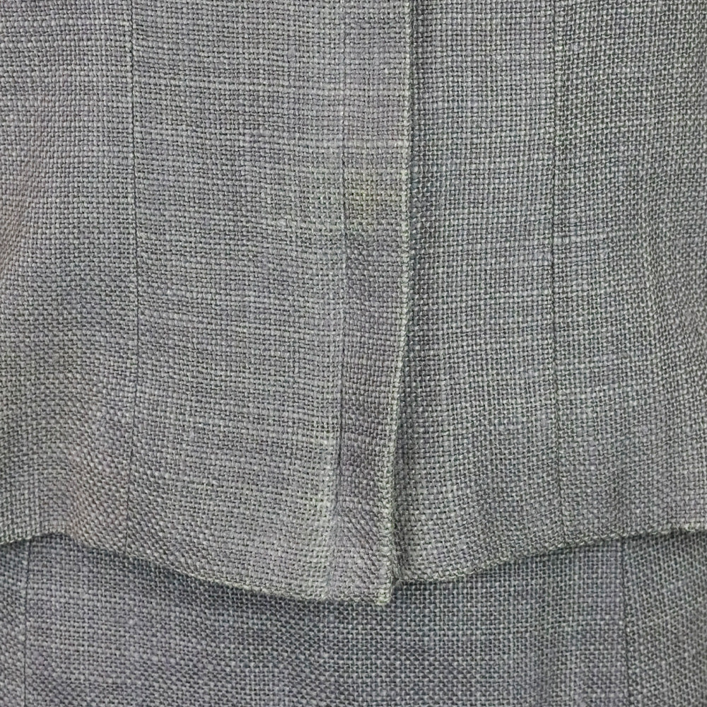 Chanel Grey Linen Zip Up Jacket & Mini Skirt Set