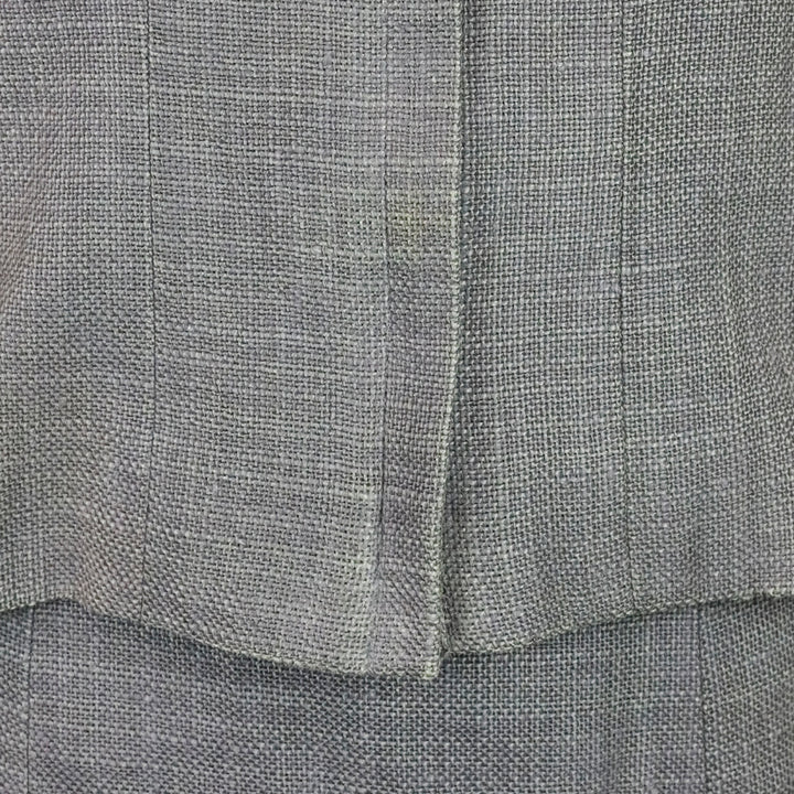Chanel Grey Linen Zip Up Jacket & Mini Skirt Set