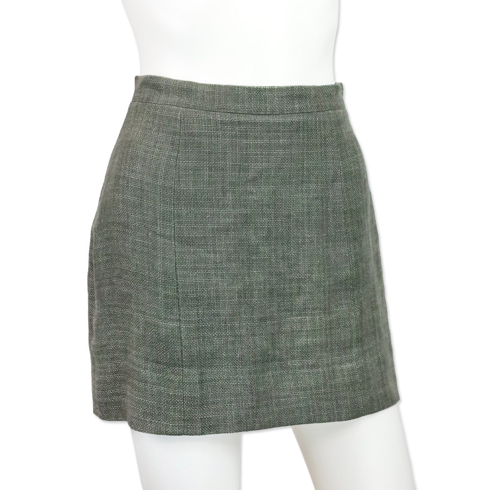 Chanel Grey Linen Zip Up Jacket & Mini Skirt Set