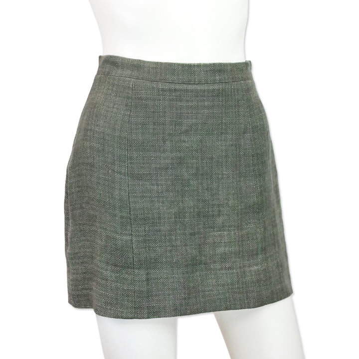 Chanel Grey Linen Zip Up Jacket & Mini Skirt Set