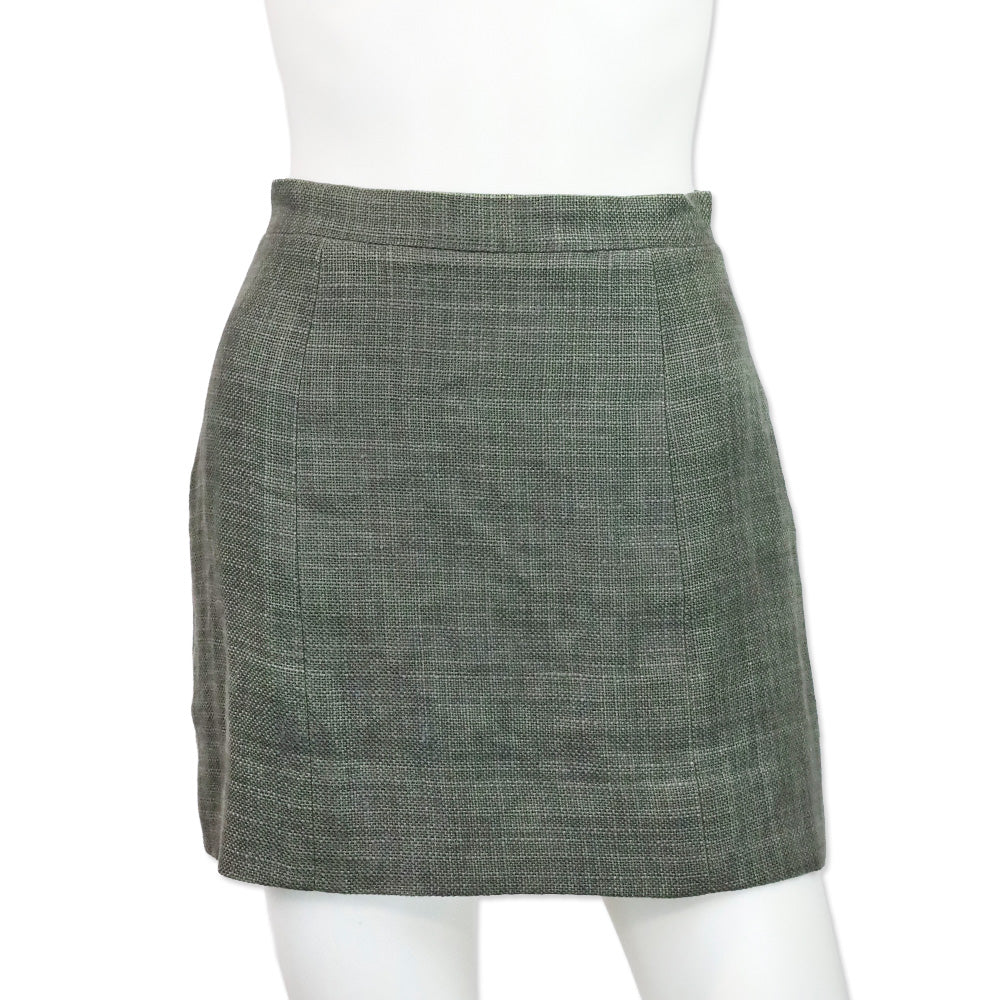 Chanel Grey Linen Zip Up Jacket & Mini Skirt Set