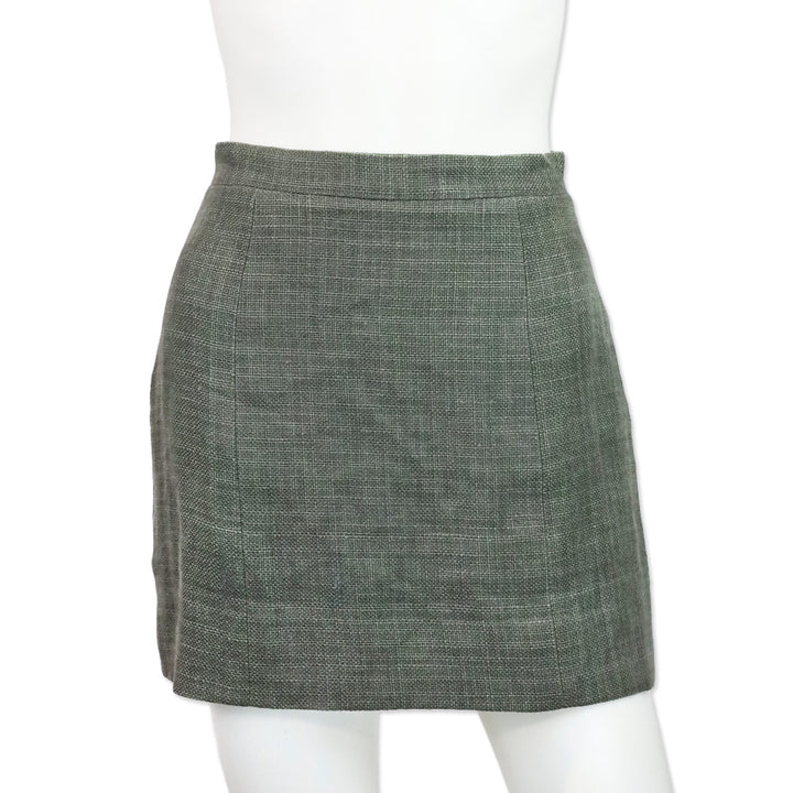 Chanel Grey Linen Zip Up Jacket & Mini Skirt Set