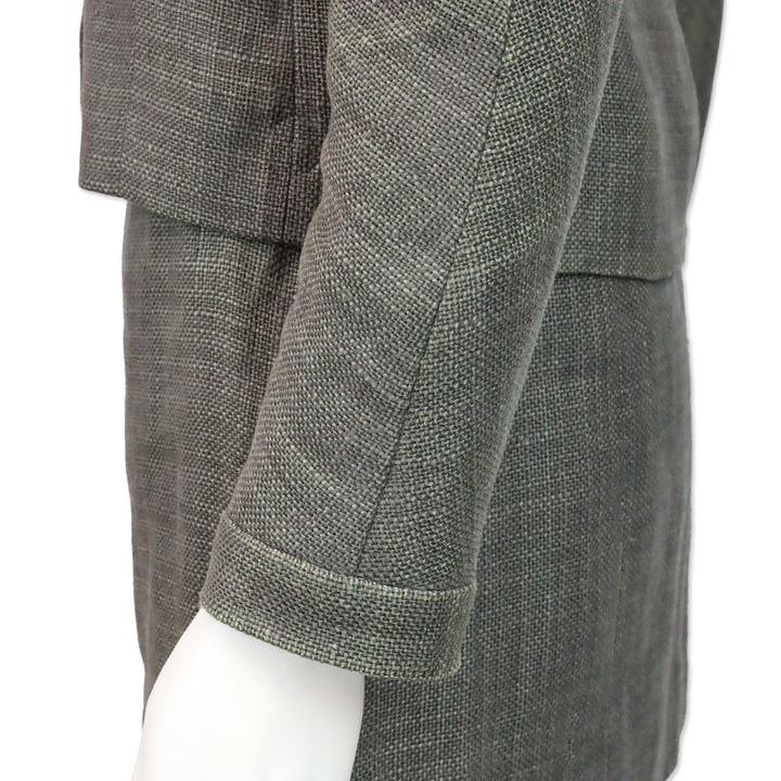 Chanel Grey Linen Zip Up Jacket & Mini Skirt Set