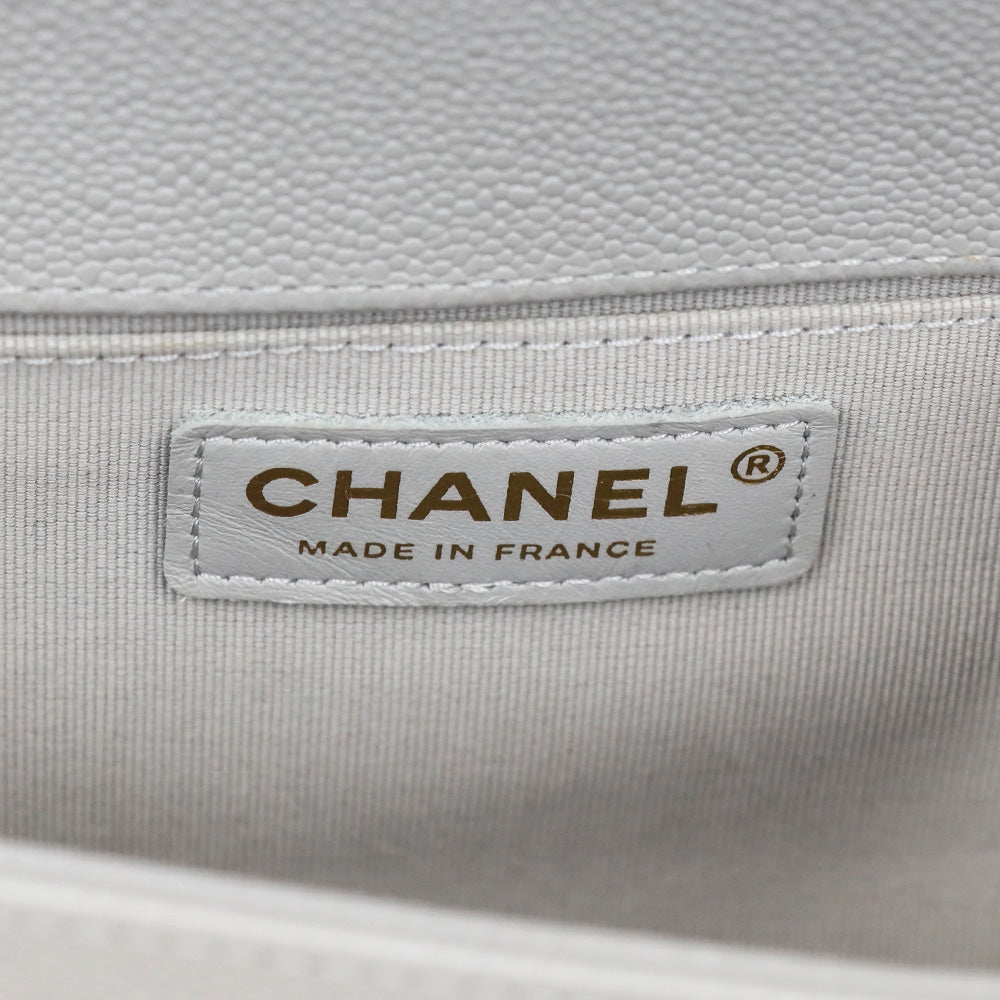 Chanel Grey Quilted Caviar Leather Medium Boy Bag