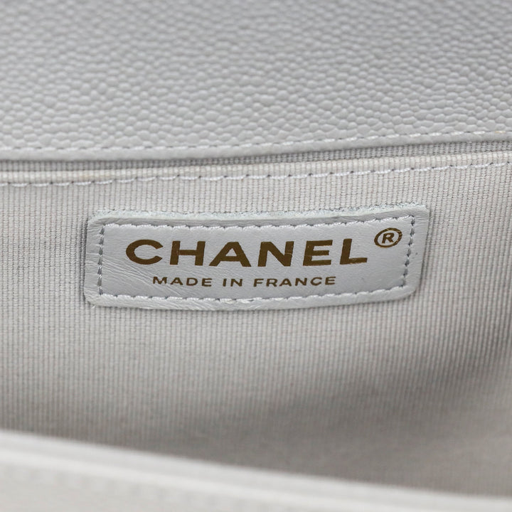 Chanel Grey Quilted Caviar Leather Medium Boy Bag
