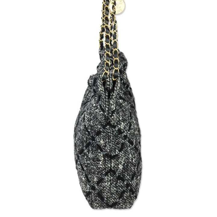 Chanel Grey/Black 22 Tweed Hobo Bag