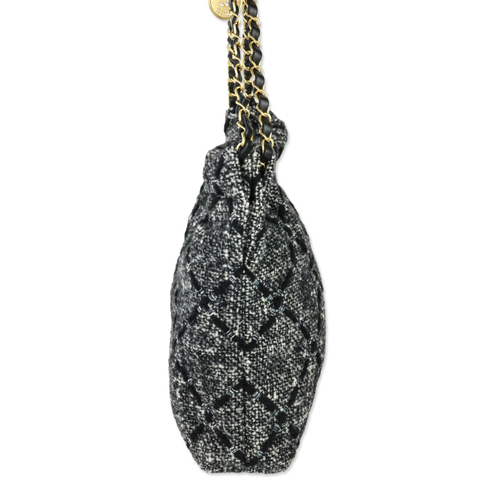 Chanel Grey/Black 22 Tweed Hobo Bag