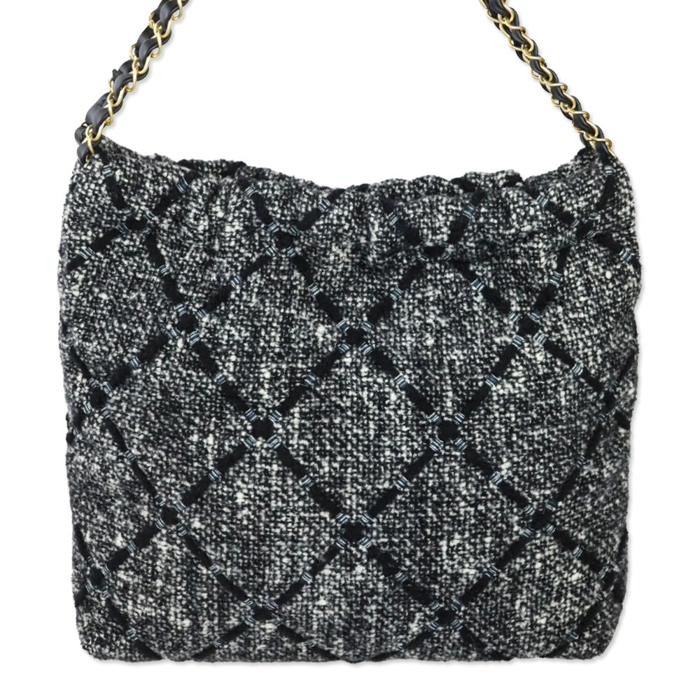 Chanel Grey/Black 22 Tweed Hobo Bag