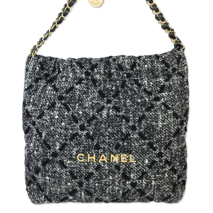 Chanel Grey/Black 22 Tweed Hobo Bag