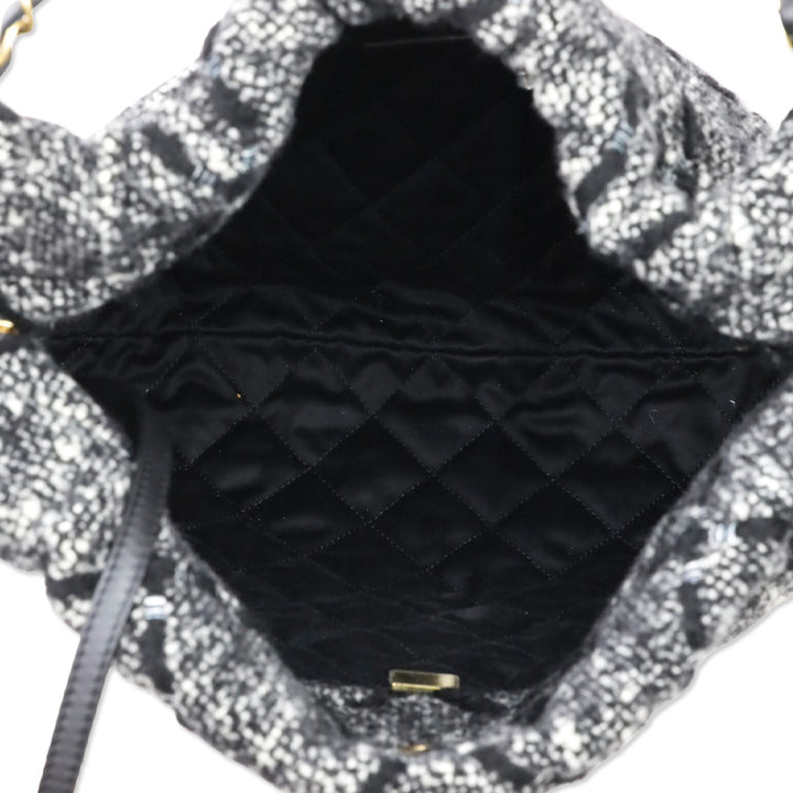 Chanel Grey/Black 22 Tweed Hobo Bag