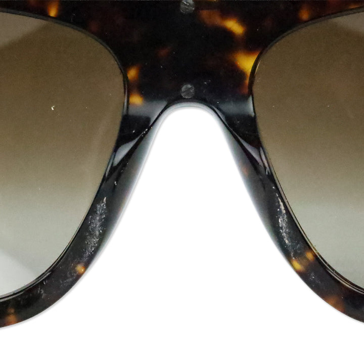 Chanel Havana Quilted Acetate Gold Trim Shield Sunglasses