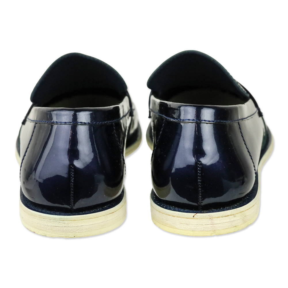 Chanel Iridescent Blue Patent Leather CC Penny Loafers