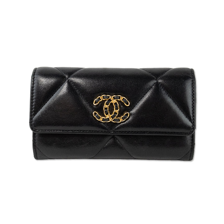 Chanel 19 Black Lambskin Quilted Wallet