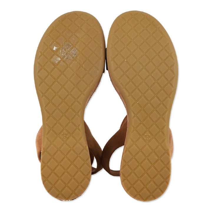 Chanel Light Brown Suede Calfskin Platform Wedge Sandals